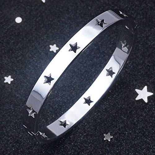 2 Pcs Stainless Steel Star Buckle Bracelet Bangle Polished Bracelet Open Clasp Classical with Stainless Steel for Men's Women Couples