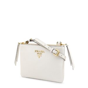 Prada White Leather Vitello Phenix Crossbody Bag 1BH046