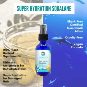 STREAM 2 SEA Squalane Olive Based, Reef Safe Certified Shark Free Plant Based Vitamin E Infused Face Moisturizer and Boosts Collagen Production, Biodegradable Skin and Hair Care, 2 Fl Oz