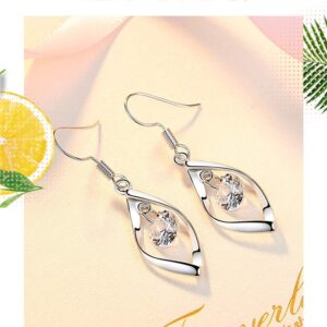 Silver Dangle Earrings for Women Hypoallergenic Cute Fashion Teardrop Drop Earrings Sparkly Nickel Free Crystal Hanging Dangly Dangling Earrings Jewelry for Women(Transparent)