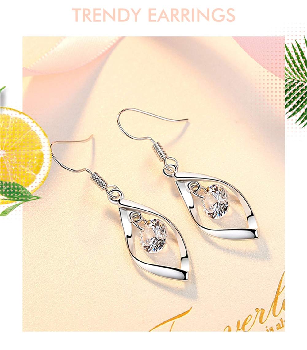 Silver Dangle Earrings for Women Hypoallergenic Cute Fashion Teardrop Drop Earrings Sparkly Nickel Free Crystal Hanging Dangly Dangling Earrings Jewelry for Women(Transparent)