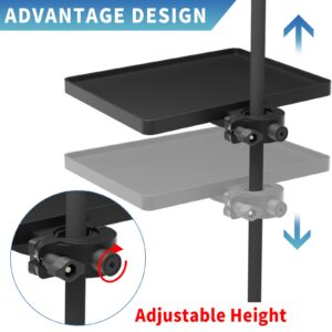 Universal Microphone Stand Tray, Adjustable Mic Stand Tray Clamp On Utility Shelf Stand. Music Stand Tray for Music Sheet, Live Streaming, Karaoke, Recording, Music Stand Accessories (8.7" x 6.5")