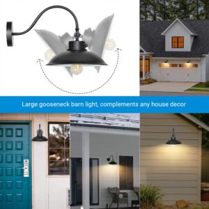 DEWENWILS Dusk to Dawn Outdoor Wall Lights, 2 Pack Farmhouse Gooseneck Barn Light Fixtures, Matte Black Exterior Wall Mount Sconces Waterproof Outside Porch Lights Lamp for Garage, Patio, Entryway