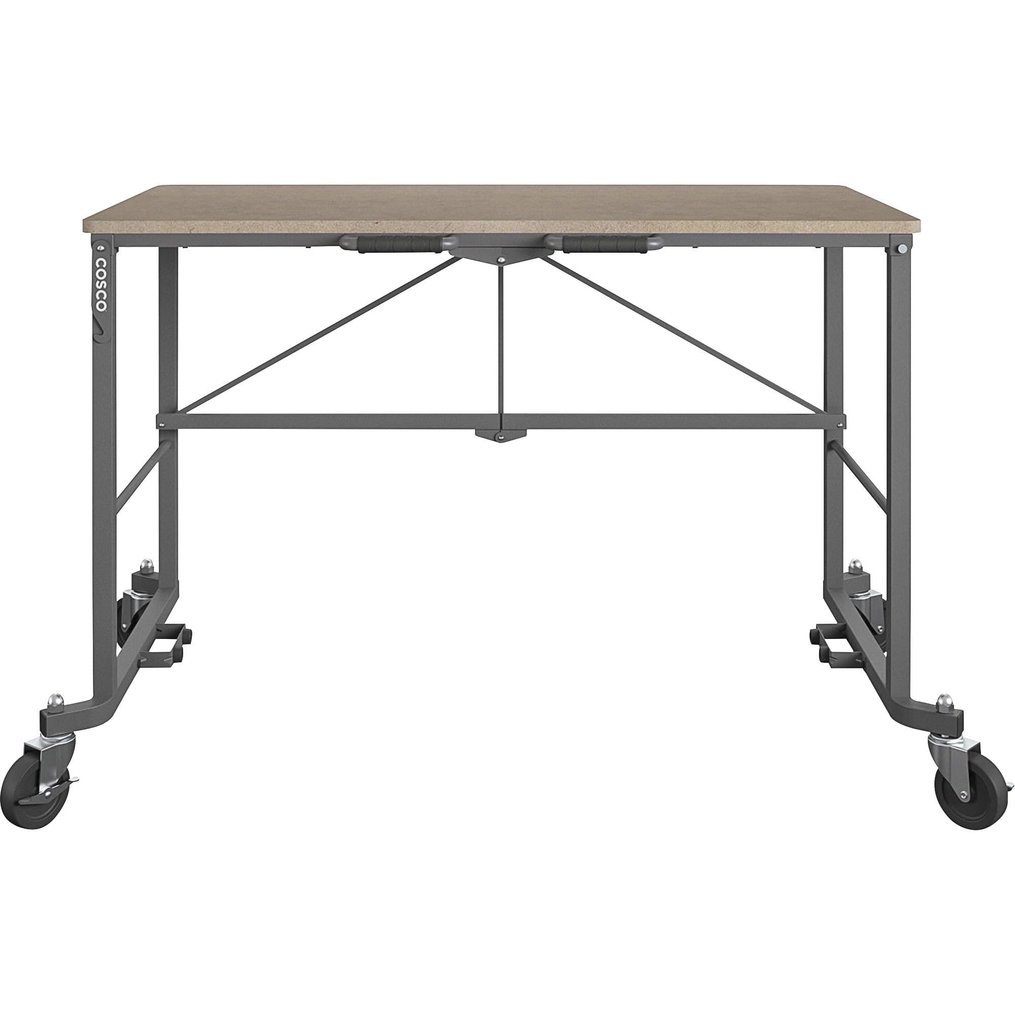 CoscoProducts 66720DKG1E COSCO Smartfold Portable Folding MDF Work top (Gray, 350 pounds) Workbench Desk, Tan