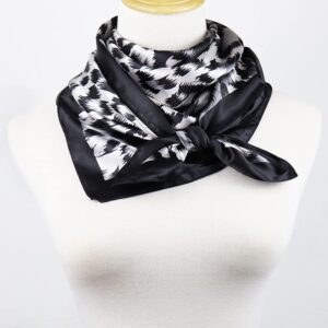 vabovin 35" Large Square Satin Headscarf Silk Likef Scarf Fashion Neckerchief Women's Hair Sleeping Wraps (Silver Black Leopard)