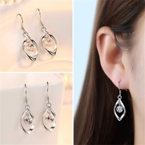 Silver Dangle Earrings for Women Hypoallergenic Cute Fashion Teardrop Drop Earrings Sparkly Nickel Free Crystal Hanging Dangly Dangling Earrings Jewelry for Women(Transparent)