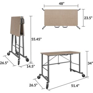 CoscoProducts 66720DKG1E COSCO Smartfold Portable Folding MDF Work top (Gray, 350 pounds) Workbench Desk, Tan