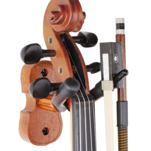 PUNK Violin Viola Wall Mount Hanger,Violin Viola Hook,Mahogany Violin holder,with Bow Hook,Home & Studio Wall Mount Violin Hangers (Mahogany)