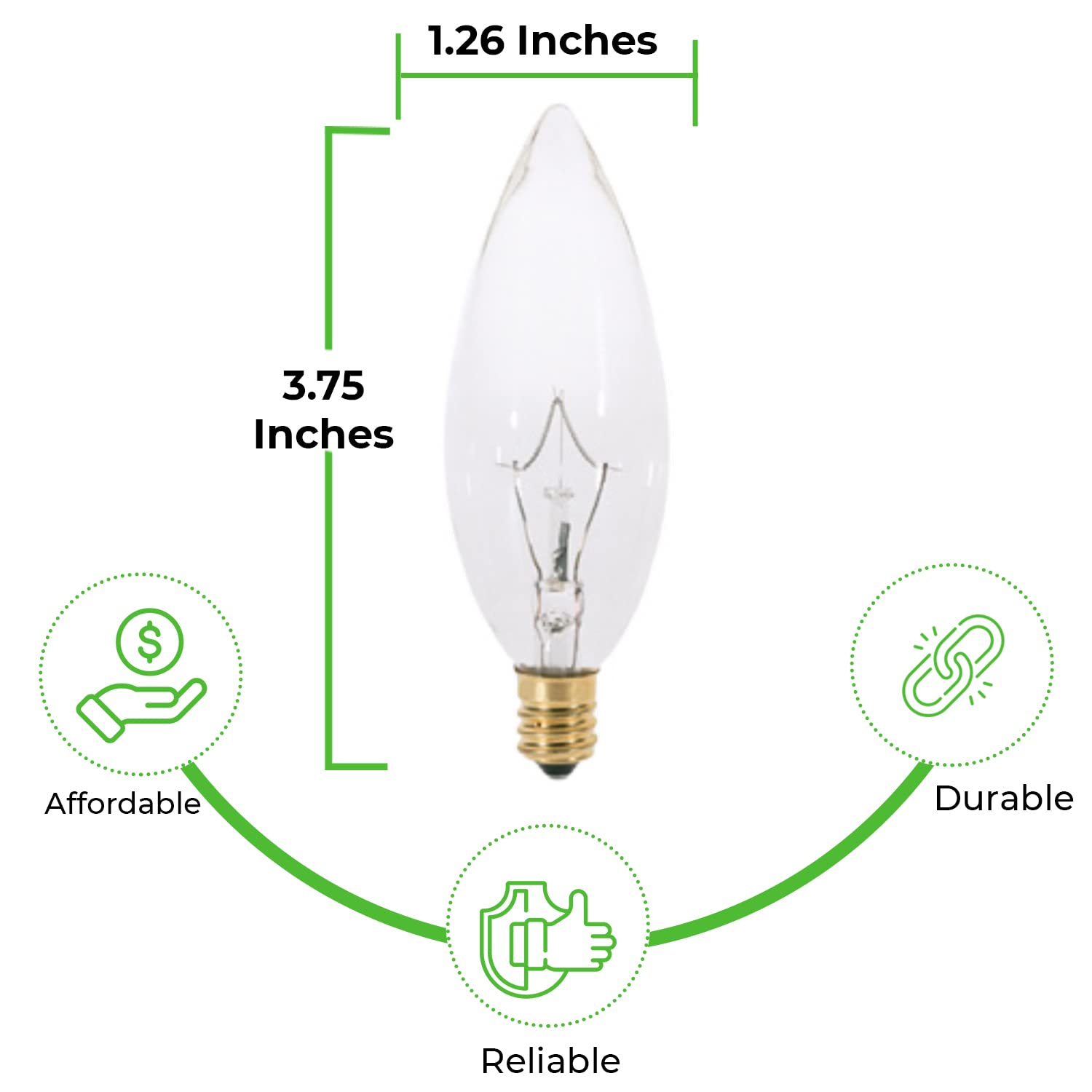 BULBMASTER Blunt Tip Decorative Candle Light Bulbs CTC Chandelier Bulbs Torpedo Tip Incandescent Light Bulbs, E12 Candelabra Light Bulb Base, Soft White, Pack of 12 (25W-TORPEDO-12PK)