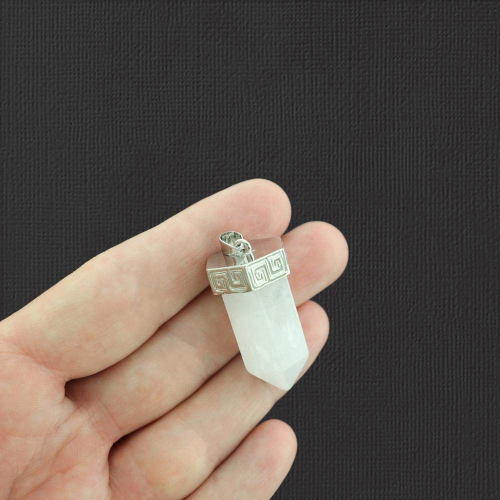 Bohemian Findings Natural Quartz Gemstone Crystal Point Pendant - GEM083