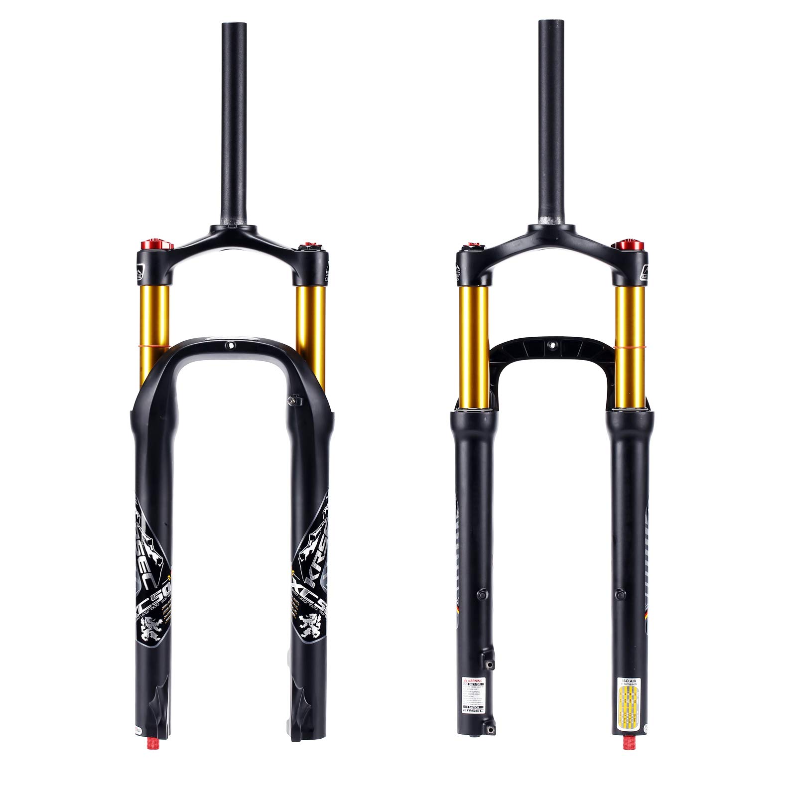 BUCKLOS 26 inch MTB Air Fork Snow Fat Mountain Bike Fork Travel 120mm, Rebound Adjustment Bicycle Front Forks for 4.0" Tire Disc Brake.