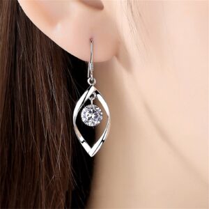 Silver Dangle Earrings for Women Hypoallergenic Cute Fashion Teardrop Drop Earrings Sparkly Nickel Free Crystal Hanging Dangly Dangling Earrings Jewelry for Women(Transparent)