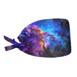 Frestree Unisex Working Caps with Sweatband Adjustable Tie Back Universe Space Galaxy Print Gourd-Shaped Caps for Women Men Decor