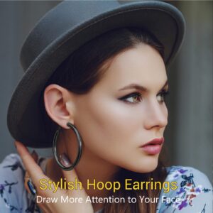 Hoops Earrings For Women Fashion Ladies Earing Statement Jewelry Black Stainless Steel Black Hoop Earrings Woman