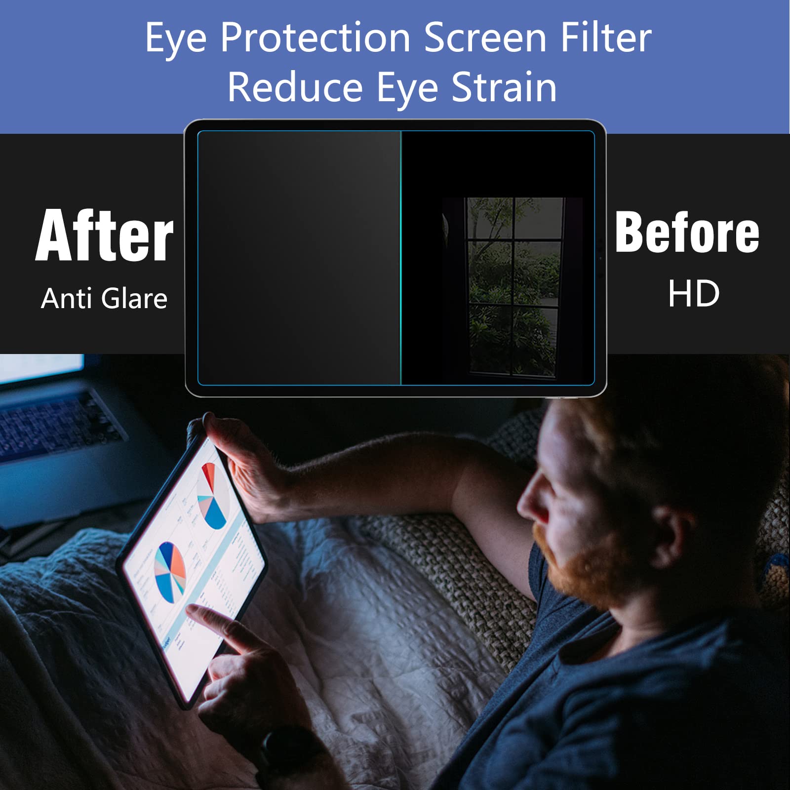 2-Pack Anti Blue Light Glare Screen Protector for Fire HD 8/ Fire HD 8 Plus 8" Tablet 12th/10th Generation(2022/2020 released), Eeys Protection Screen Film, Anti Glare/Fingerprint, HD Clear, No-Bubble