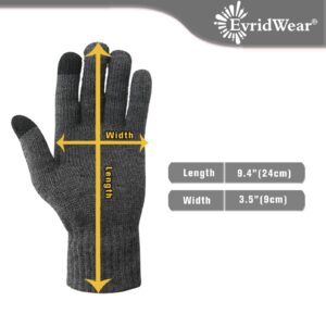 Evridwear 3 Pairs Winter Touchscreen Fingerless Gloves Cold Weather Thermal Warm Glove for Men Women