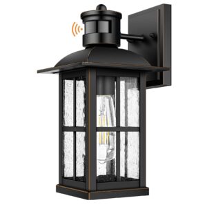 motion sensor outdoor light - advanced dusk to dawn exterior lantern fixtures wall sconce, waterproof porch light fixtures wall mount for entryway garage, anti-rust 100% aluminum