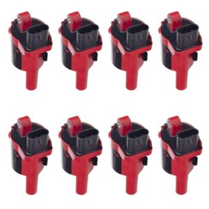 TRQ 8 Piece Premium High Performance Ignition Coil Round Style Kit Set for 2016-2018 Camaro / 2014-2018 Corvette / 2014-2018 Sierra 1500/2014-2018 Silverado 1500/2015-2018 Suburban