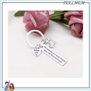 FEELMEM Hospice Nurse Gift Nurse Thank You Gift The Influence of A Great Hospice Nurse Can Never Be Erased Keychain Nursing Jewelry Nurse Life Gift for Hospice Nurses (The influence -Keychian)