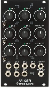 erica synths drum mixer seven input mixer eurorack module with vactrol compressor and assignable aux send