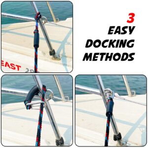 4 Feet Bungee Boat Dock Line Mooring Rope with Stainless Steel Clip Accessories Boat Docking Ropes for Boats PWC, Built in Snubber,Kayak, Watercraft,SeaDoo,Jet Ski, Pontoon,Canoe,Power Boat 2-Pack