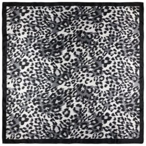 vabovin 35" Large Square Satin Headscarf Silk Likef Scarf Fashion Neckerchief Women's Hair Sleeping Wraps (Silver Black Leopard)