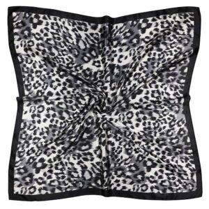 vabovin 35" Large Square Satin Headscarf Silk Likef Scarf Fashion Neckerchief Women's Hair Sleeping Wraps (Silver Black Leopard)