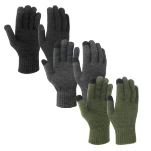 evridwear 3 pairs winter touchscreen fingerless gloves cold weather thermal warm glove for men women