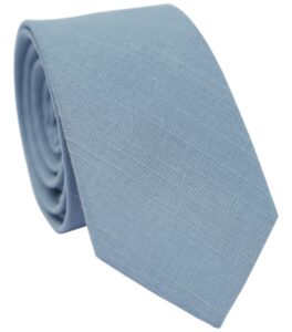 belluno men's skinny ties, cotton linen blend 2.5 inch slim neckties, dusty blue tie