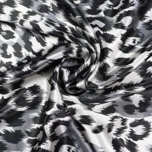 vabovin 35" Large Square Satin Headscarf Silk Likef Scarf Fashion Neckerchief Women's Hair Sleeping Wraps (Silver Black Leopard)