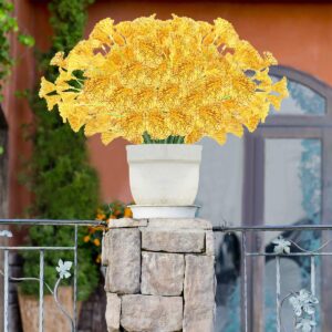 JEMONG 24 Bundles Artificial Flowers Outdoor UV Resistant Fake Flowers No Fade Faux Plastic Plants Garden Porch Window Box Decorating(Yellow)