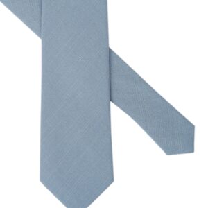 BELLUNO Men's Skinny Ties, Cotton Linen Blend 2.5 inch Slim Neckties, Dusty Blue Tie