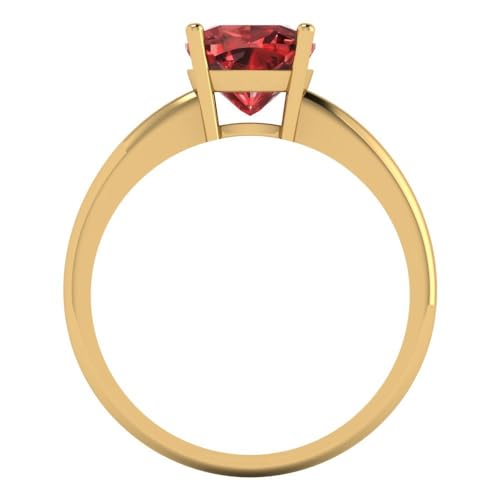 Clara Pucci 2.0 ct Cushion Cut Solitaire Natural VVS1 Red Garnet Engagement Bridal Promise Anniversary Ring 18K Yellow Gold Size 5