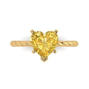 clara pucci 2ct heart cut solitaire rope twisted knot natural yellow citrine engagement promise anniversary ring 18k yellow gold 10.5