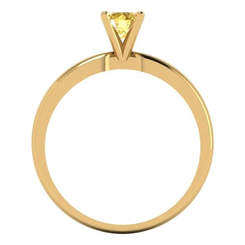 Clara Pucci 0.50ct Round Cut Solitaire Natural Yellow Citrine Engagement Bridal Promise Anniversary Ring in 18K Yellow Gold Size 8.75