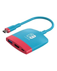 switch dock for nintendo switch oled, hagibis portable tv dock charging docking station with hdmi and usb 3.0 port replacement base dock set type c to hdmi tv adapter for macbook pro air (red blue)