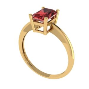 Clara Pucci 1.0 ct Radiant Cut Solitaire Natural VVS1 Red Garnet Engagement Bridal Promise Anniversary Ring 18K Yellow Gold Size 9.75