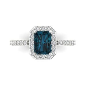 clara pucci 2.07 ct emerald cut solitaire halo natural london blue topaz engagement promise anniversary bridal ring 18k white gold 3.5