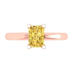 Clara Pucci 1.0 ct Emerald Cut Solitaire Natural Yellow Citrine Engagement Bridal Promise Anniversary Ring 18K Rose Gold Size 7.75