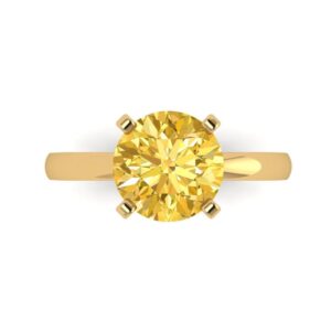 clara pucci 3.0 ct round cut solitaire natural yellow citrine engagement bridal promise anniversary ring in 18k yellow gold size 7.5