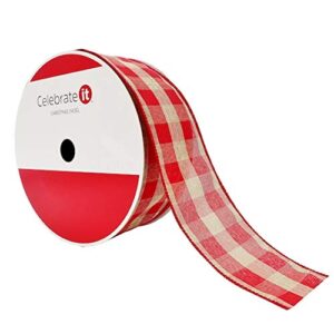 2.5" Wired Checkered Jumbo Ribbon by Celebrate It Christmas