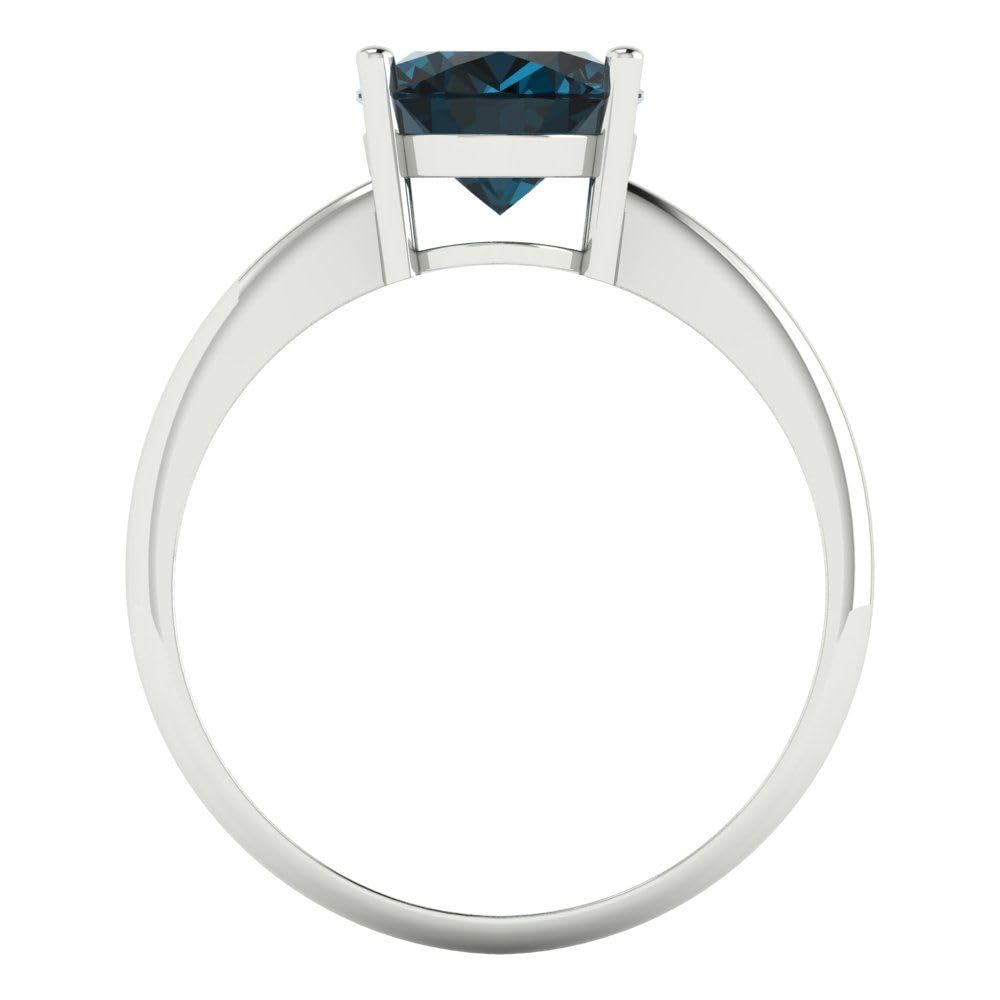 Clara Pucci 2.5ct Oval Cut Solitaire Natural London Blue Topaz Engagement Bridal Promise Anniversary Ring 18K White Gold Size 6.5