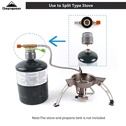 CAMPINGMOON Small Propane to Butane Adapter, Input: 16oz/1Lb small Propane Canister, Output: EN417 Lindal Valve Z22 (Silver)