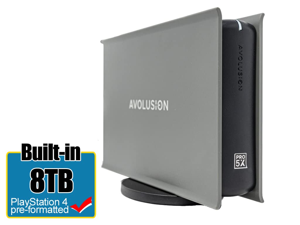 Avolusion PRO-5X Series 8TB USB 3.0 External Gaming Hard Drive Works for PS4 Original, Slim & Pro (Grey)