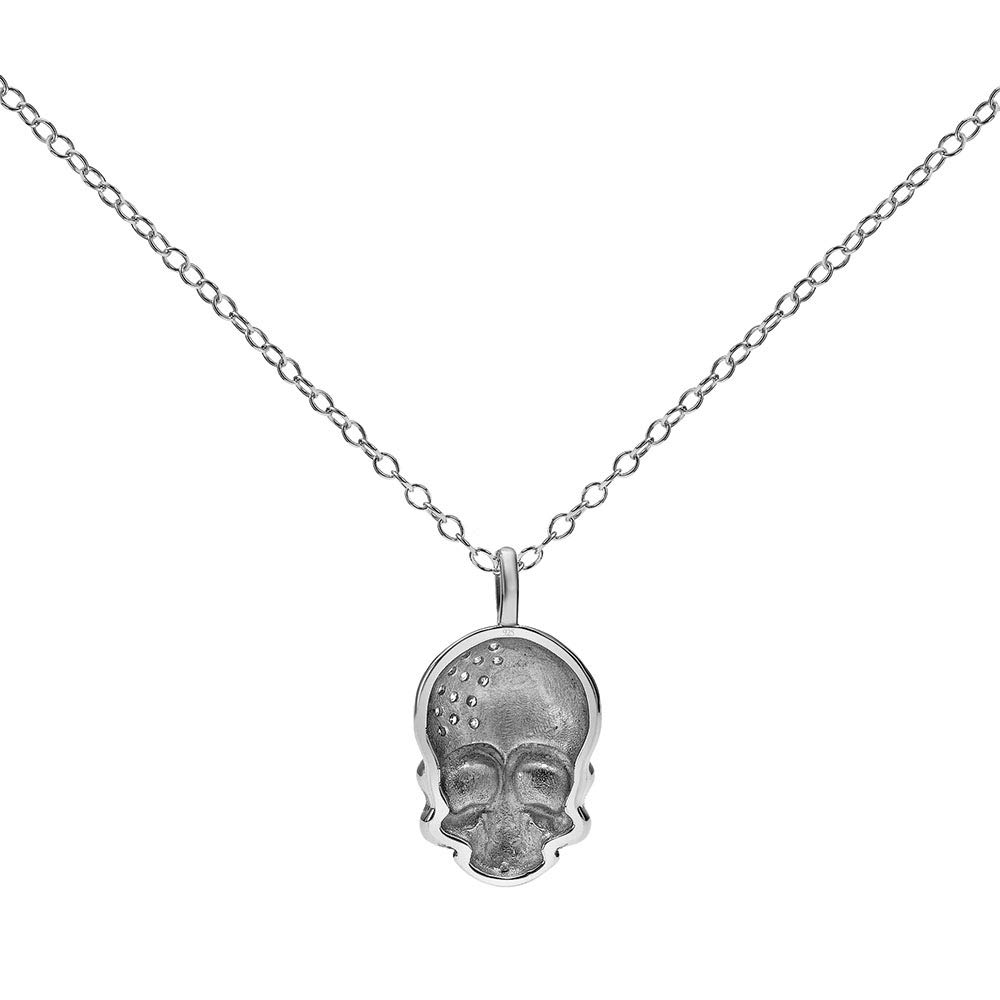 Diamond Skull Necklace for Women 925 Sterling Silver 1/10ct (I-J, I3), 18 inces, by Keepsake