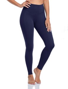 coastal rose women's high waisted workout leggings 7/8 length sport tights with inner pocket tummy control yoga pants midnight blue s