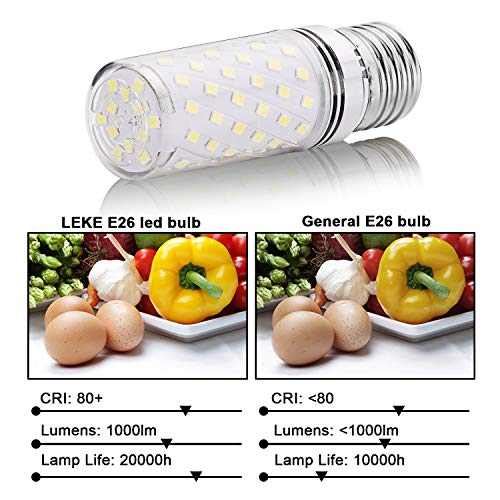 LEKE E26 LED Bulb 80W-100W Equivalent LED Light Bulb 1000Lumen Non-Dimmable E26 Light Bulb 8W 6000K White(4 Pack)