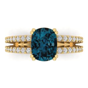 clara pucci 3.50 ct cushion cut solitaire genuine natural london blue topaz engagement promise anniversary bridal ring 18k yellow gold 7