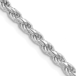 Sterling Silver Rhodium-plated 3mm Diamond-cut Rope Chain 22in 3mm style QDC070R-22