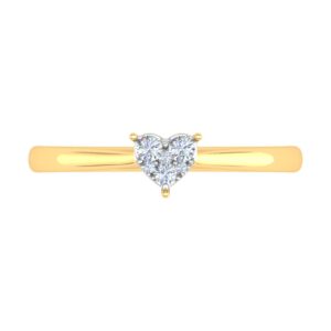 FINEROCK 0.15 Carat Heart Shaped Diamond Ring in 10K Yellow Gold (Ring Size 6.25)